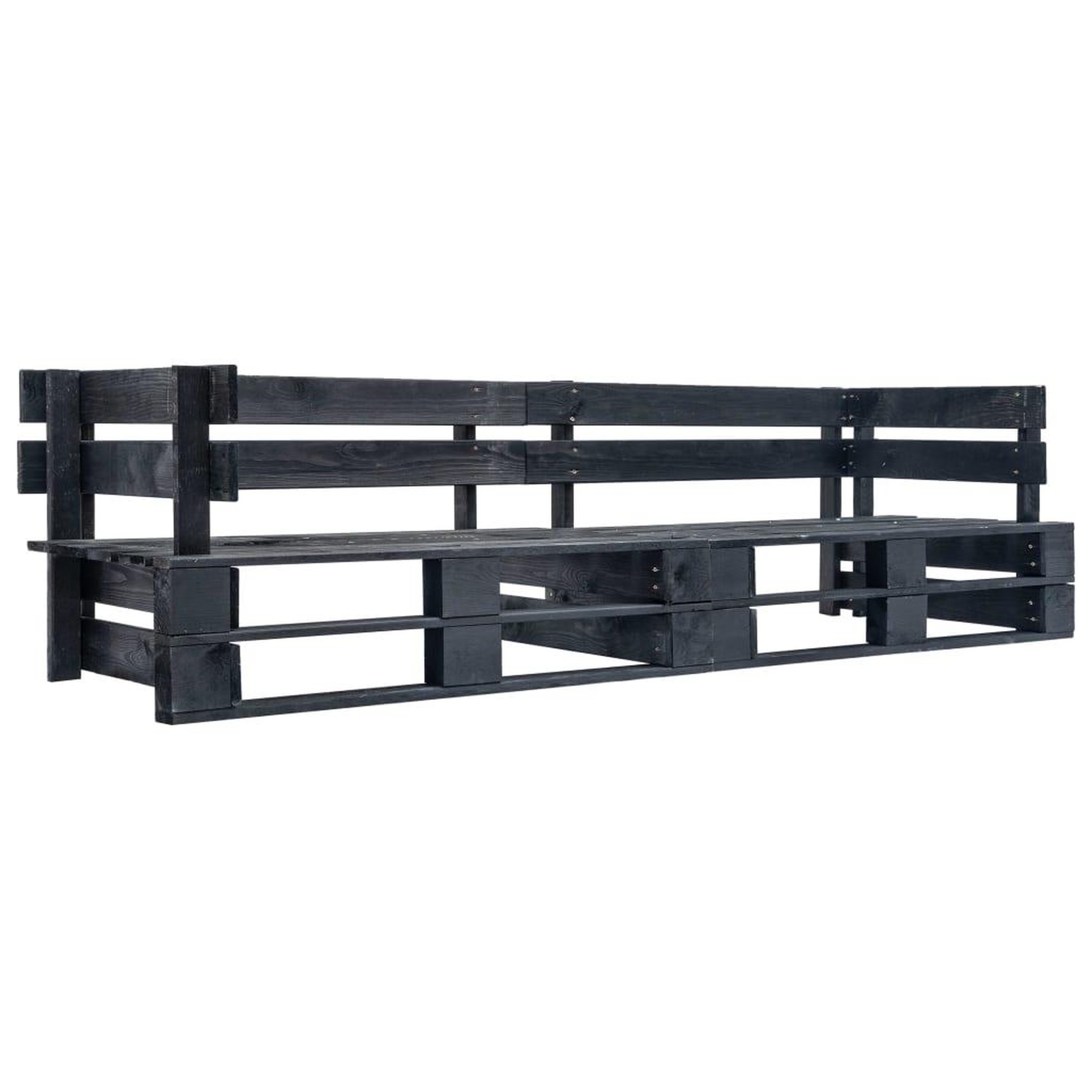 Voir la diapositive 1 : VIDAXL Canape palette a 2 places de jardin noir bois