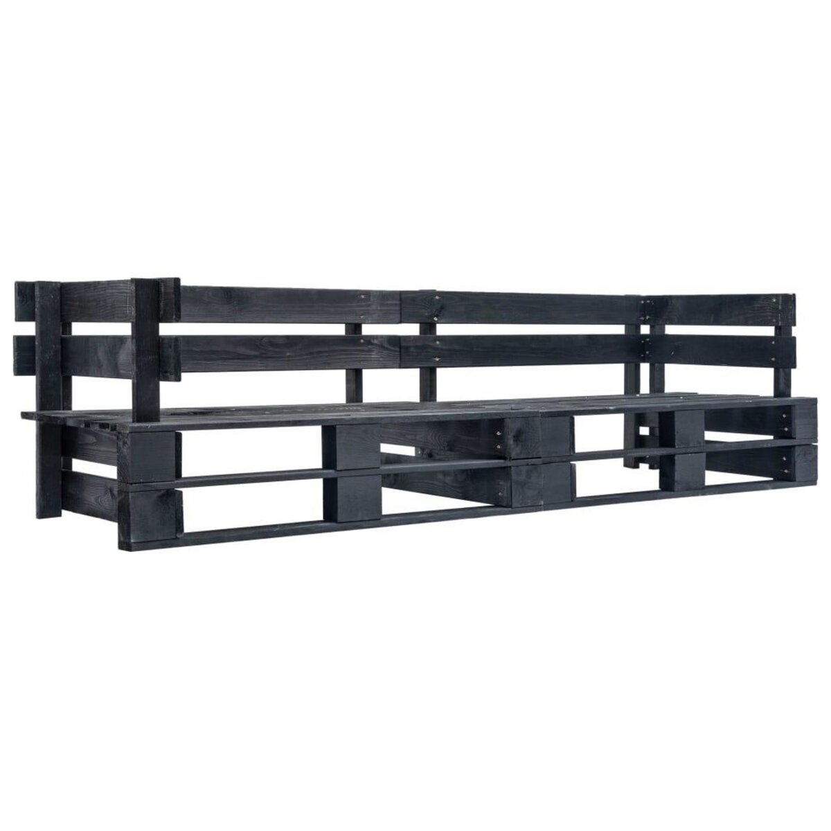 VIDAXL Canape palette a 2 places de jardin noir bois