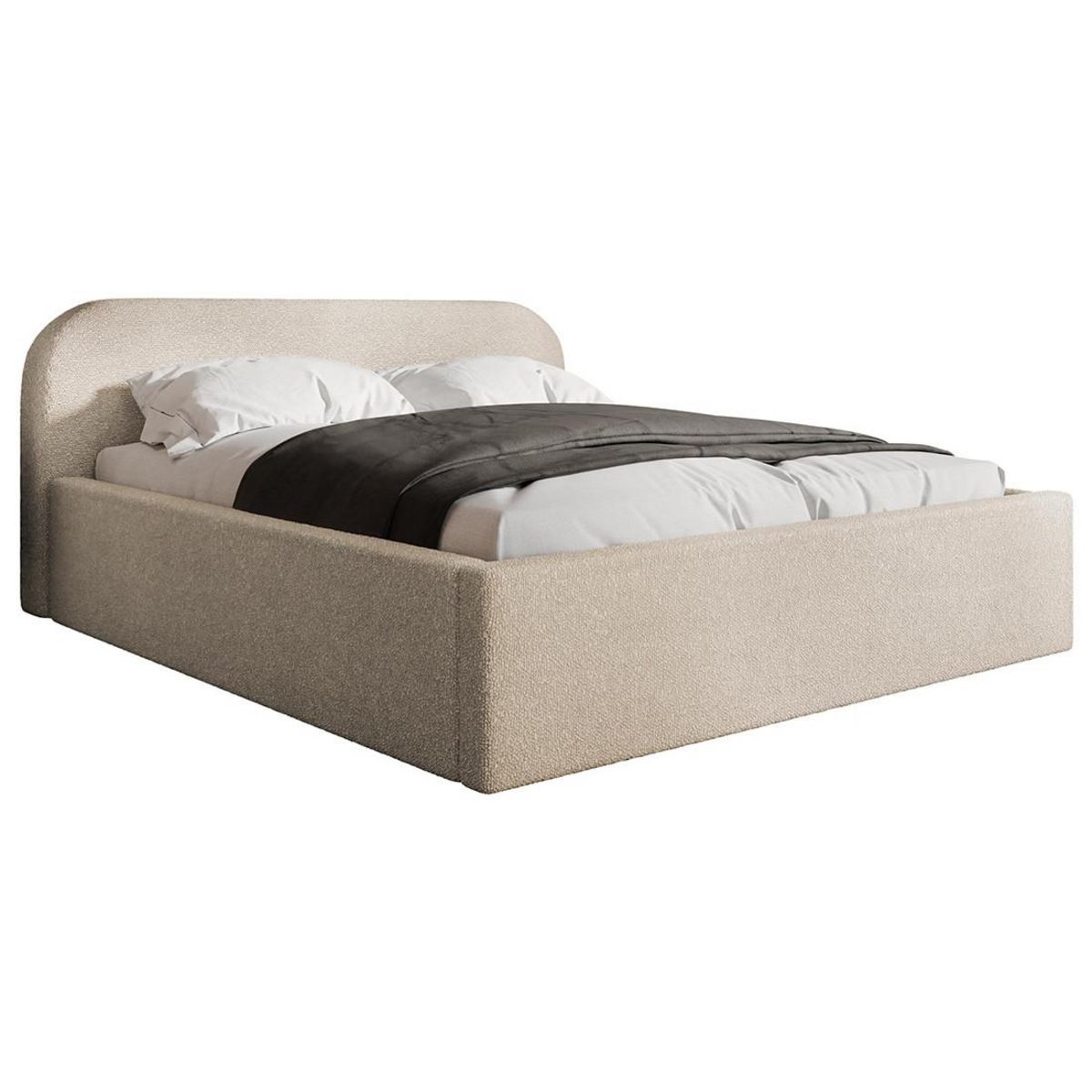 BEST MOBILIER Orane - lit coffre - 160x200 cm - en tissu bouclette