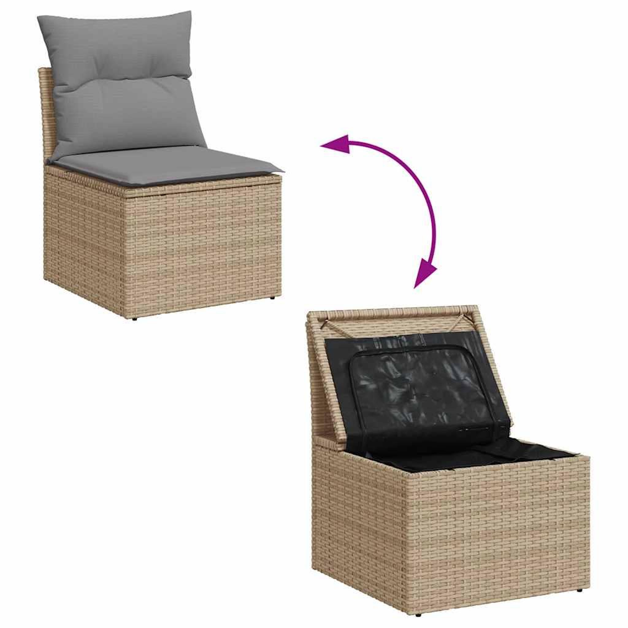 Voir la diapositive 3 : VIDAXL Salon de jardin avec coussins 5pcs melange beige resine tressee