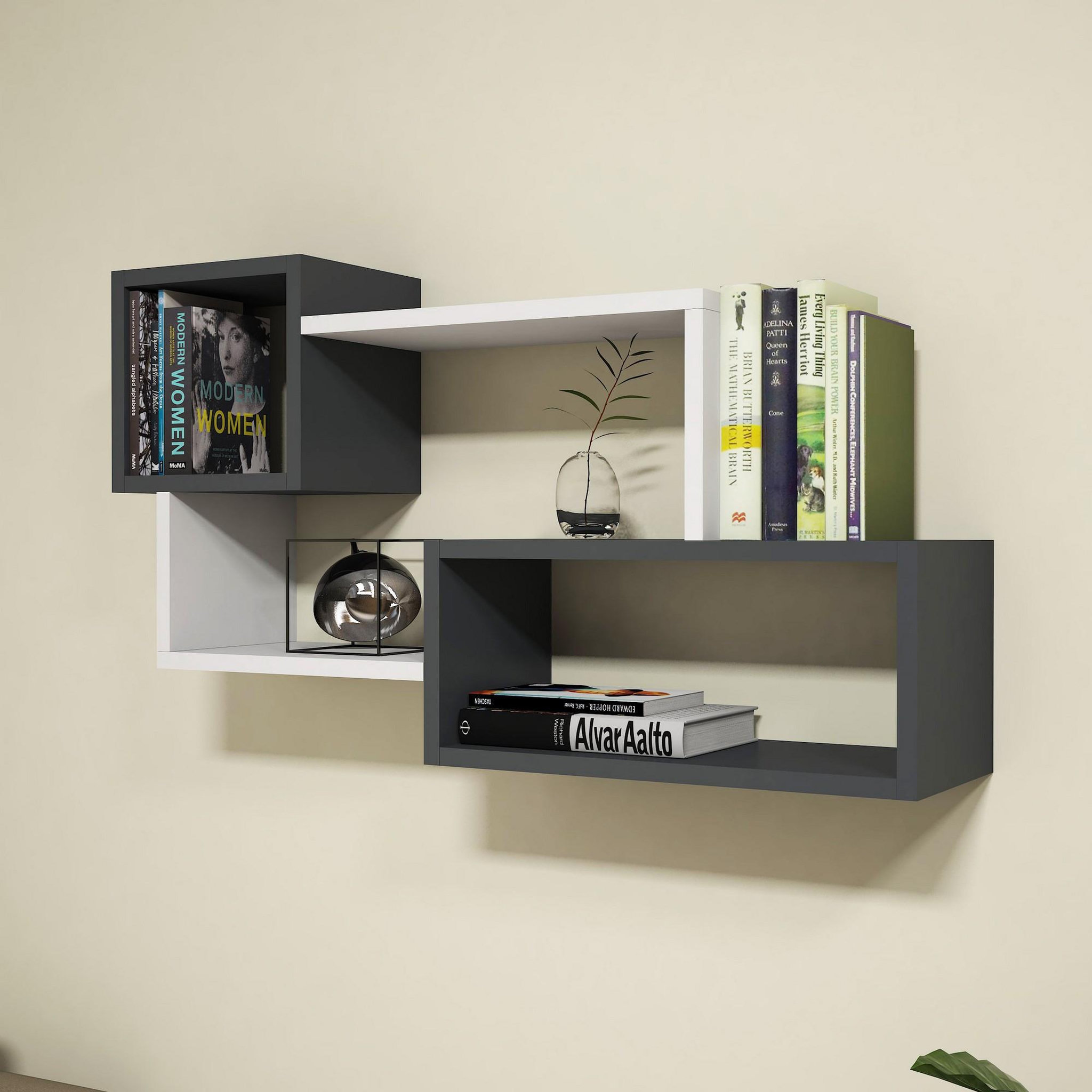 Voir la diapositive 2 : Habitat et Jardin Étagère murale en bois  afro  - 90 x 20 x 51 cm - gris anthracite