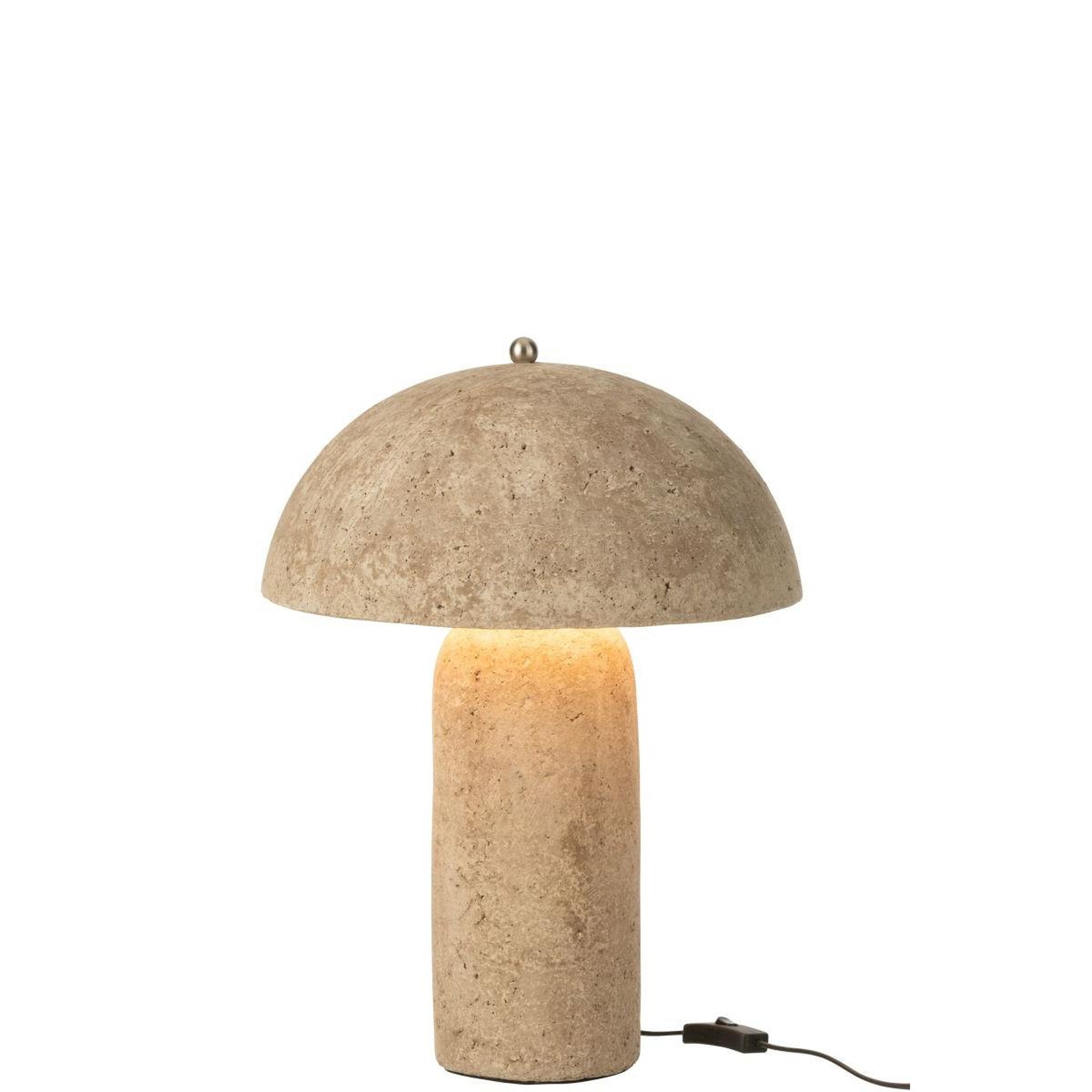 Voir la diapositive 2 : J-LINE Lampe à poser en papier mâché  champignon  50cm beige