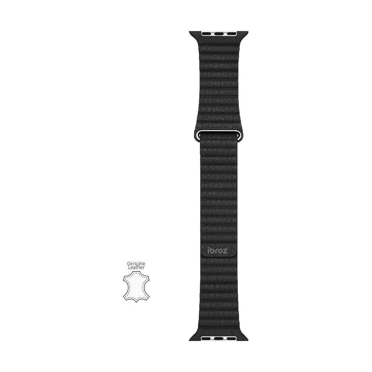 IBROZ Bracelet Apple Watch Cuir Loop 42/44/45mm noir