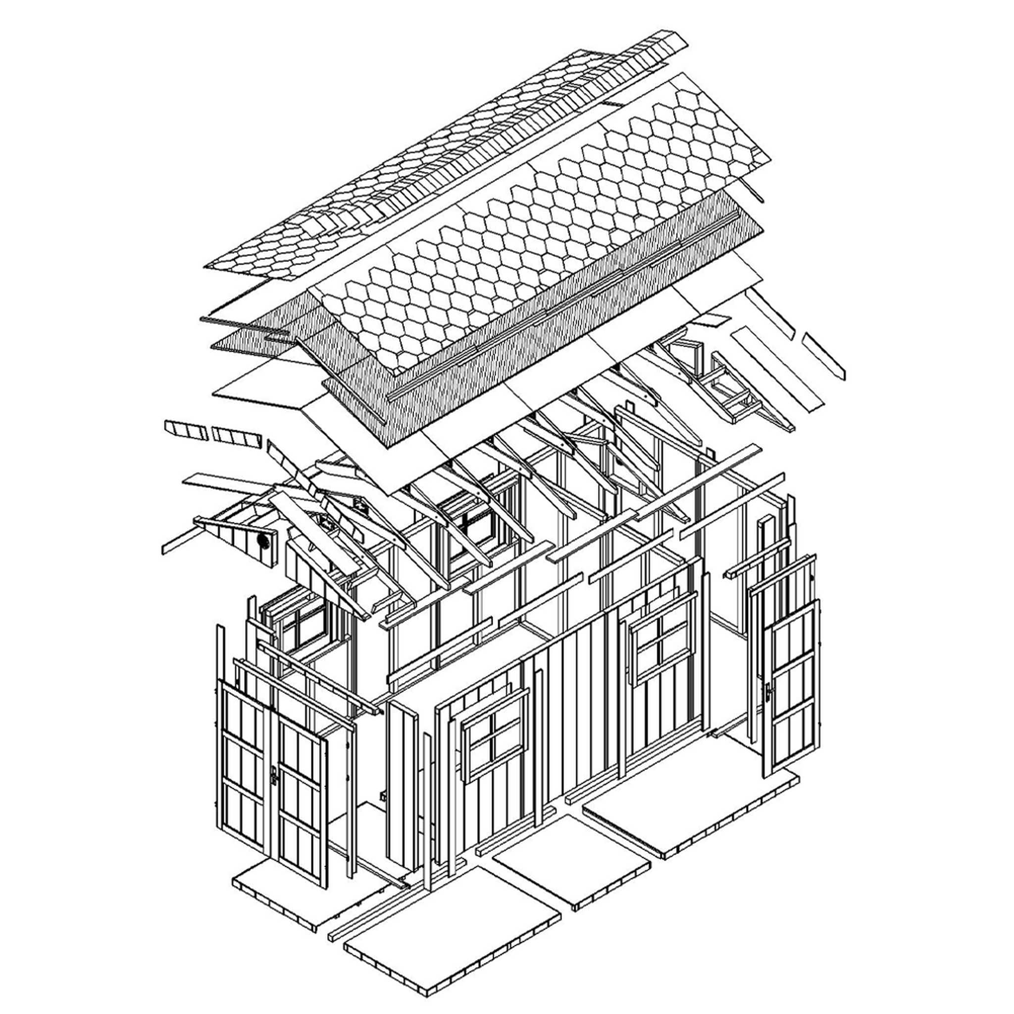 Voir la diapositive 6 : TIMBELA Abri de Jardin Qualité Premium 8.52 + 2.95 m² Avec un sol et des bardeaux bitumineux M915C