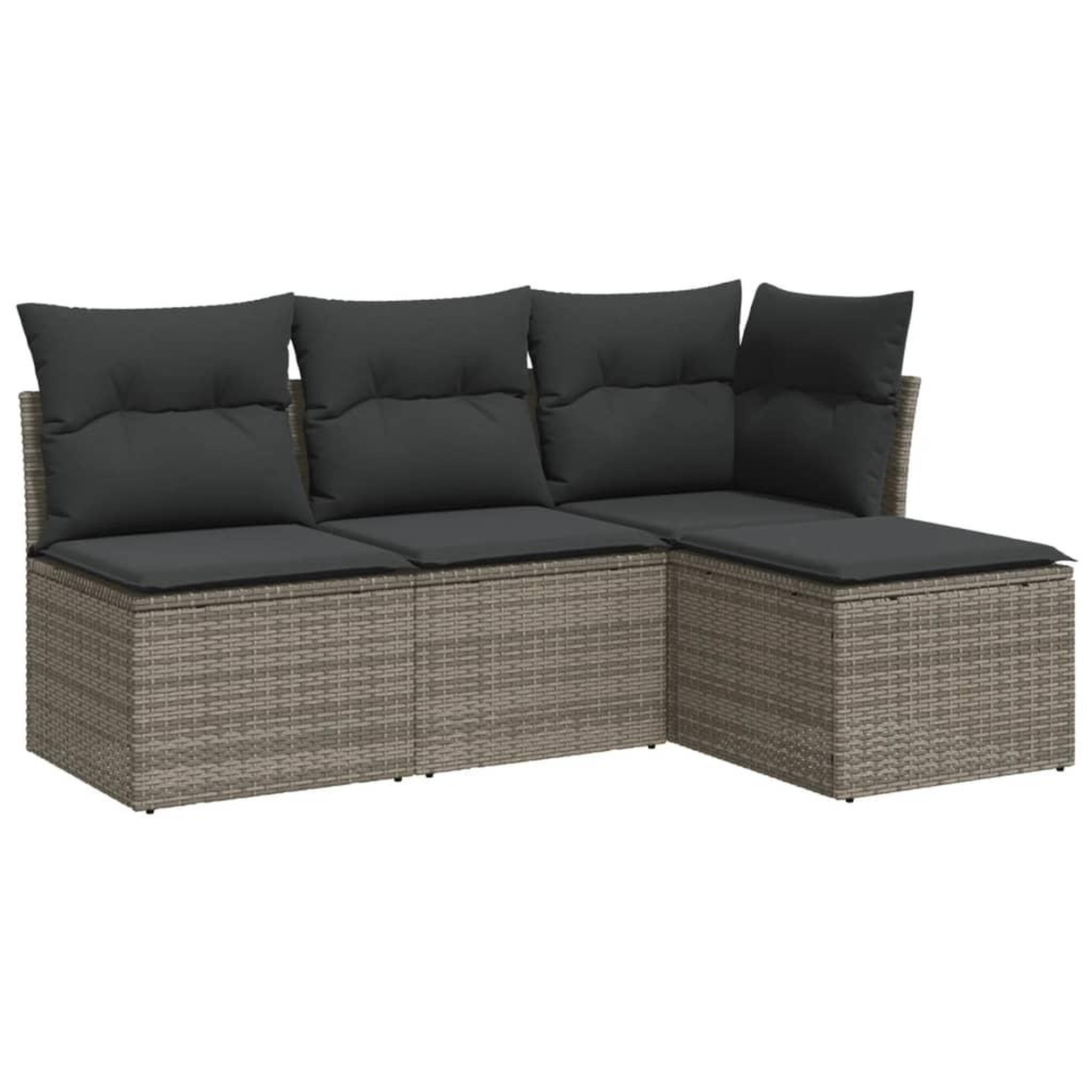 Voir la diapositive 2 : VIDAXL Salon de jardin 4 pcs avec coussins gris resine tressee