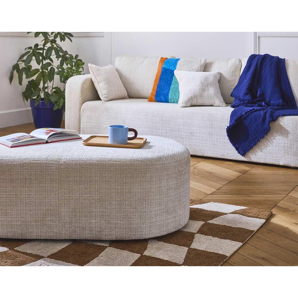 BEST MOBILIER Miro - pouf en velours texturé