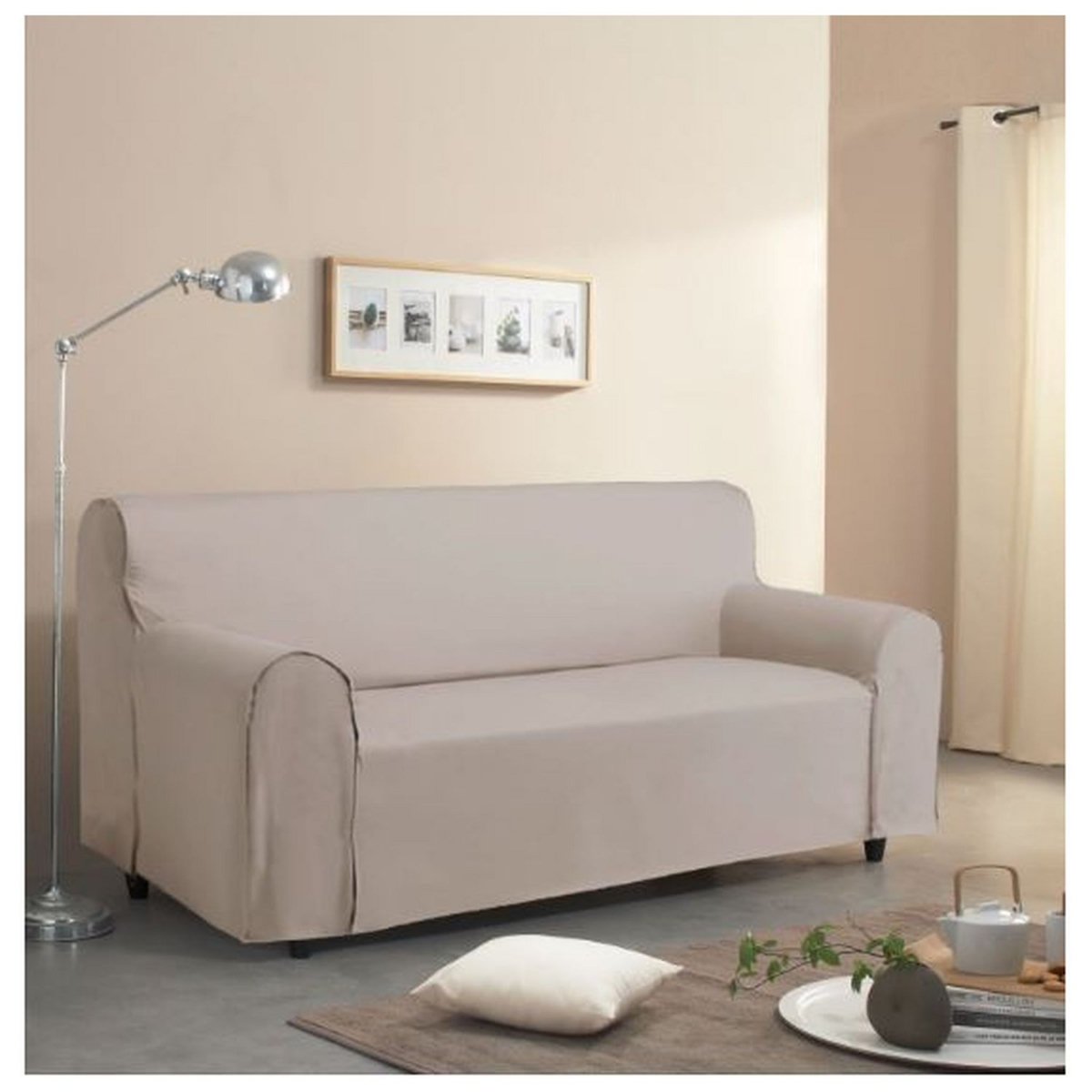 Housse de canapé unie en coton