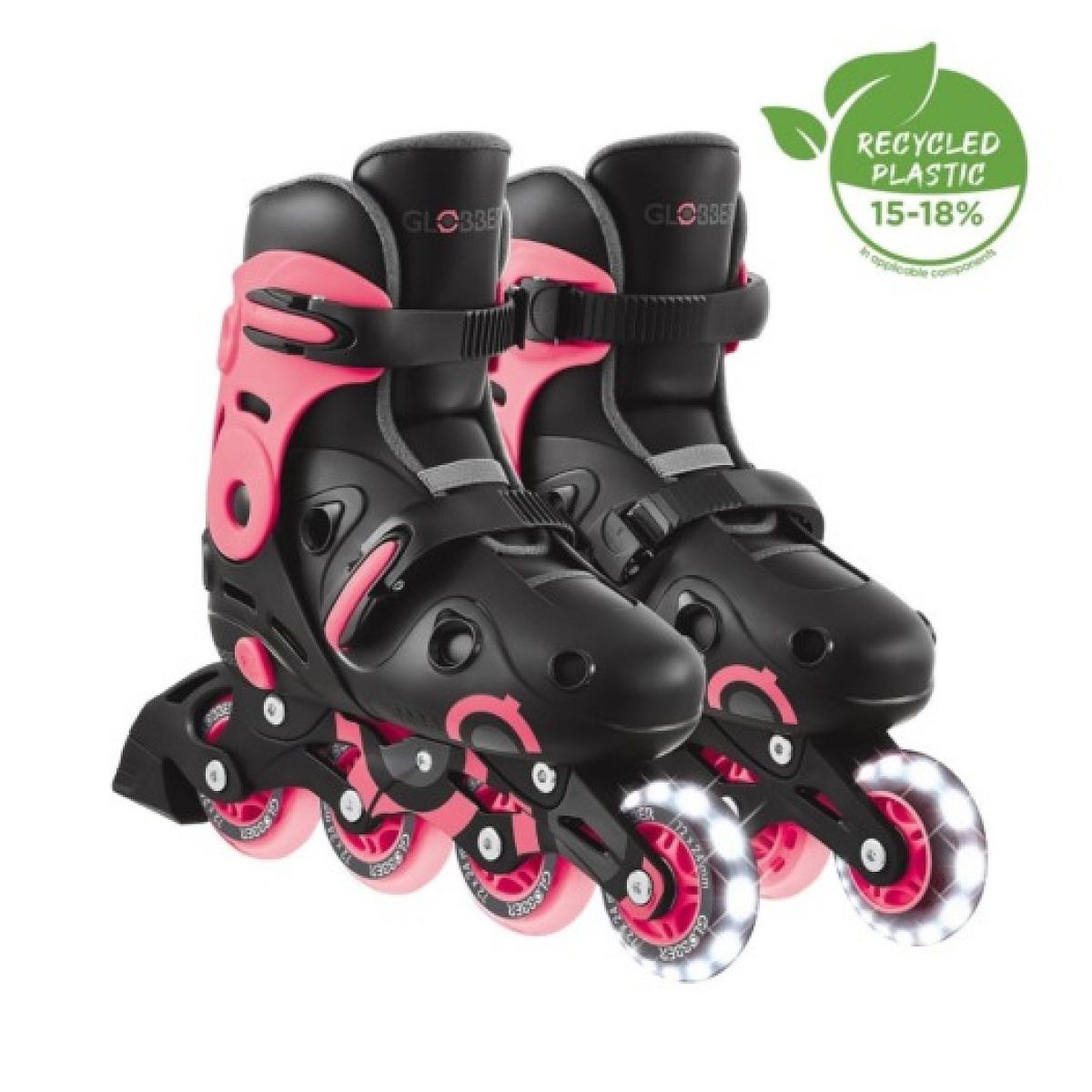 Voir la diapositive 2 : Globber Patins à Roulettes GO-SKATE - T. 34-37 - Noir/Corail Rose