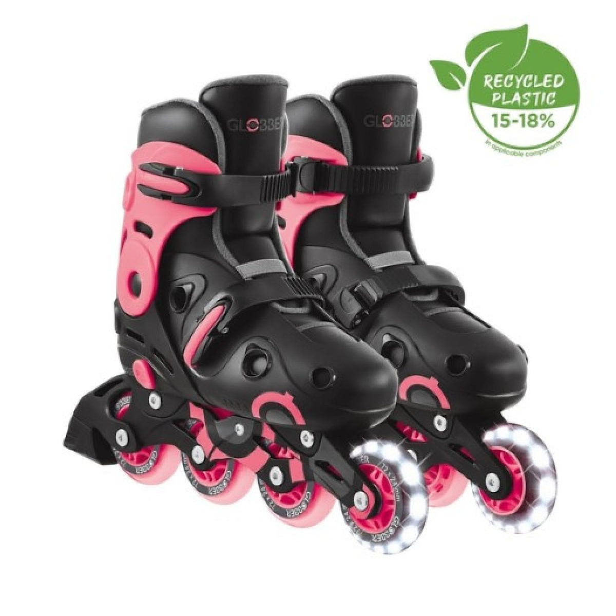 Globber Patins à Roulettes GO-SKATE - T. 34-37 - Noir/Corail Rose
