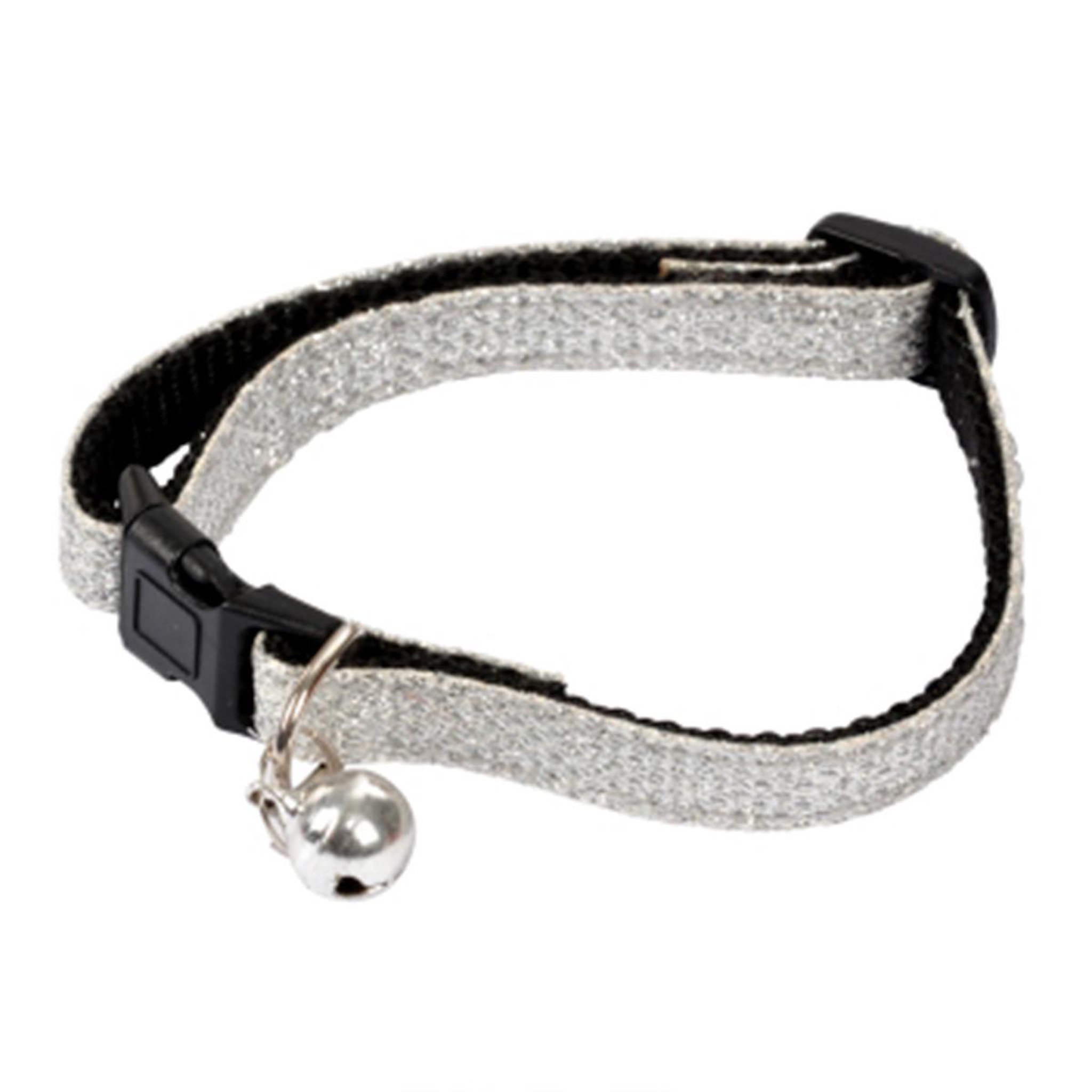 LOVE STORY Collier pour chat avec grelot  glitter  30cm argent