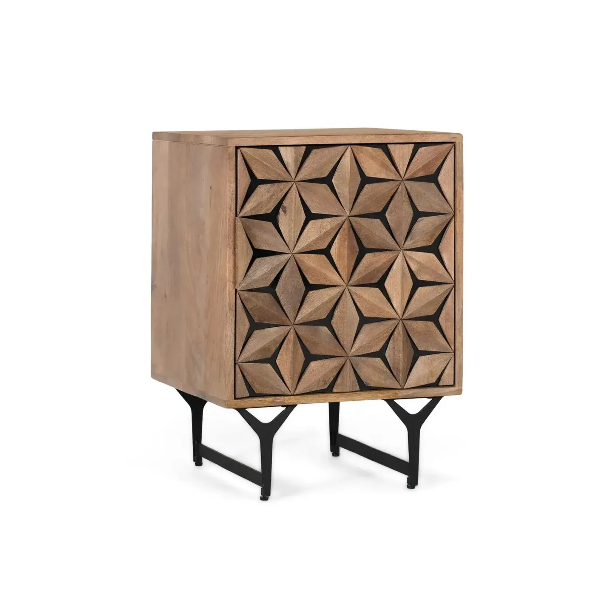Voir la diapositive 2 : GINER Y COLOMER SL Table de chevet en bois de manguier 47 cm style contemporain géométrique