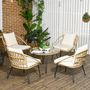 Voir la diapositive 2 : OUTSUNNY Ensemble salon de jardin bas style bohème 4 places 5 pcs avec coussins