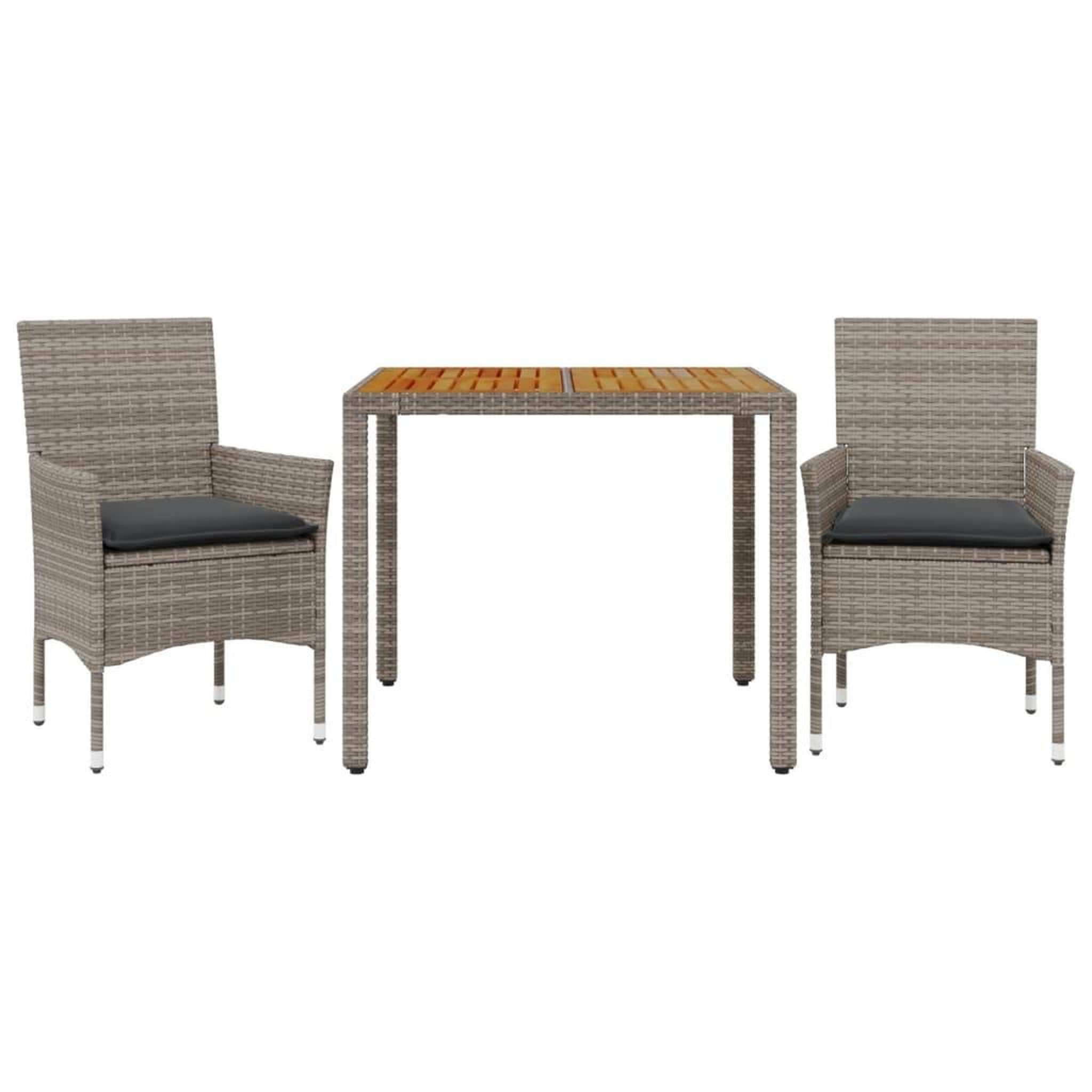 Voir la diapositive 2 : VIDAXL Ensemble a manger de jardin et coussins 3 pcs gris rotin acacia