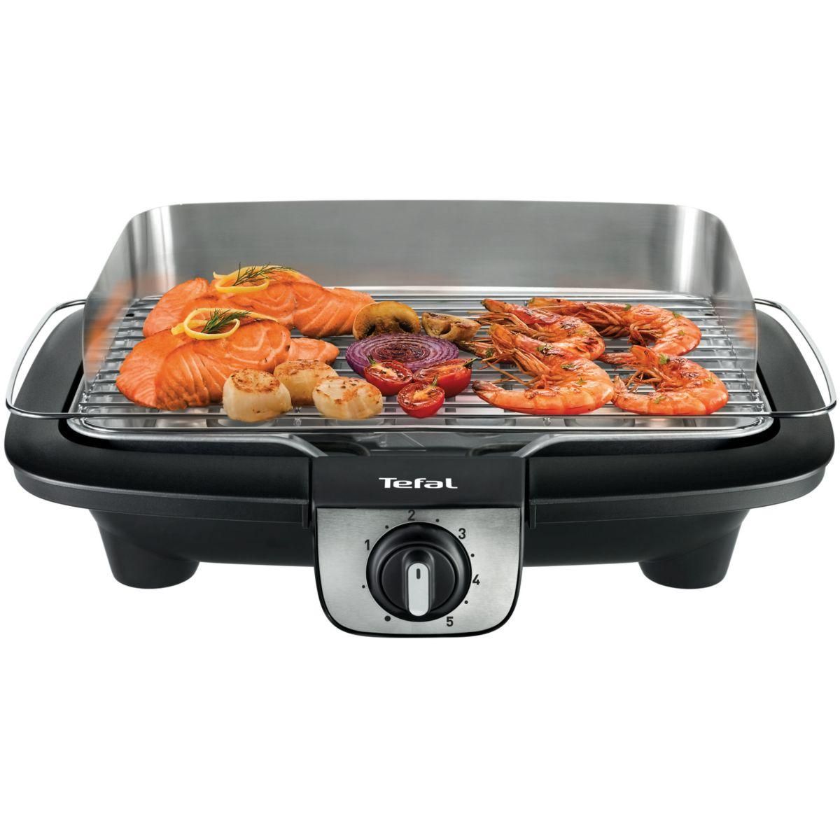 TEFAL Barbecue électrique BG90A810 Easygrill inox à poser, 37x23.5 cm