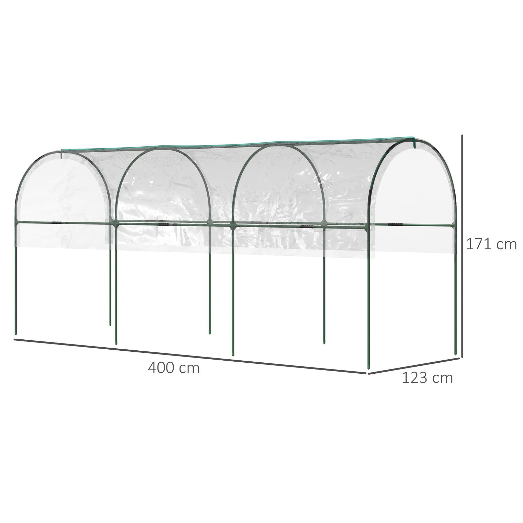 Voir la diapositive 3 : OUTSUNNY Serre de jardin serre à tomates dim. 4l x 1,23l x 1,71h m acier thermolaqué vert pvc haute densité transparent