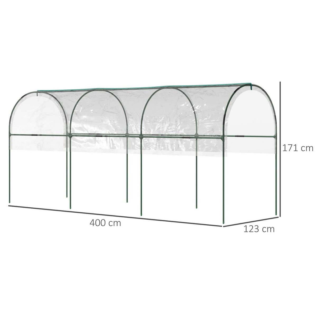 OUTSUNNY Serre de jardin serre à tomates dim. 4L x 1,23l x 1,71H m acier thermolaqué vert PVC haute densité transparent