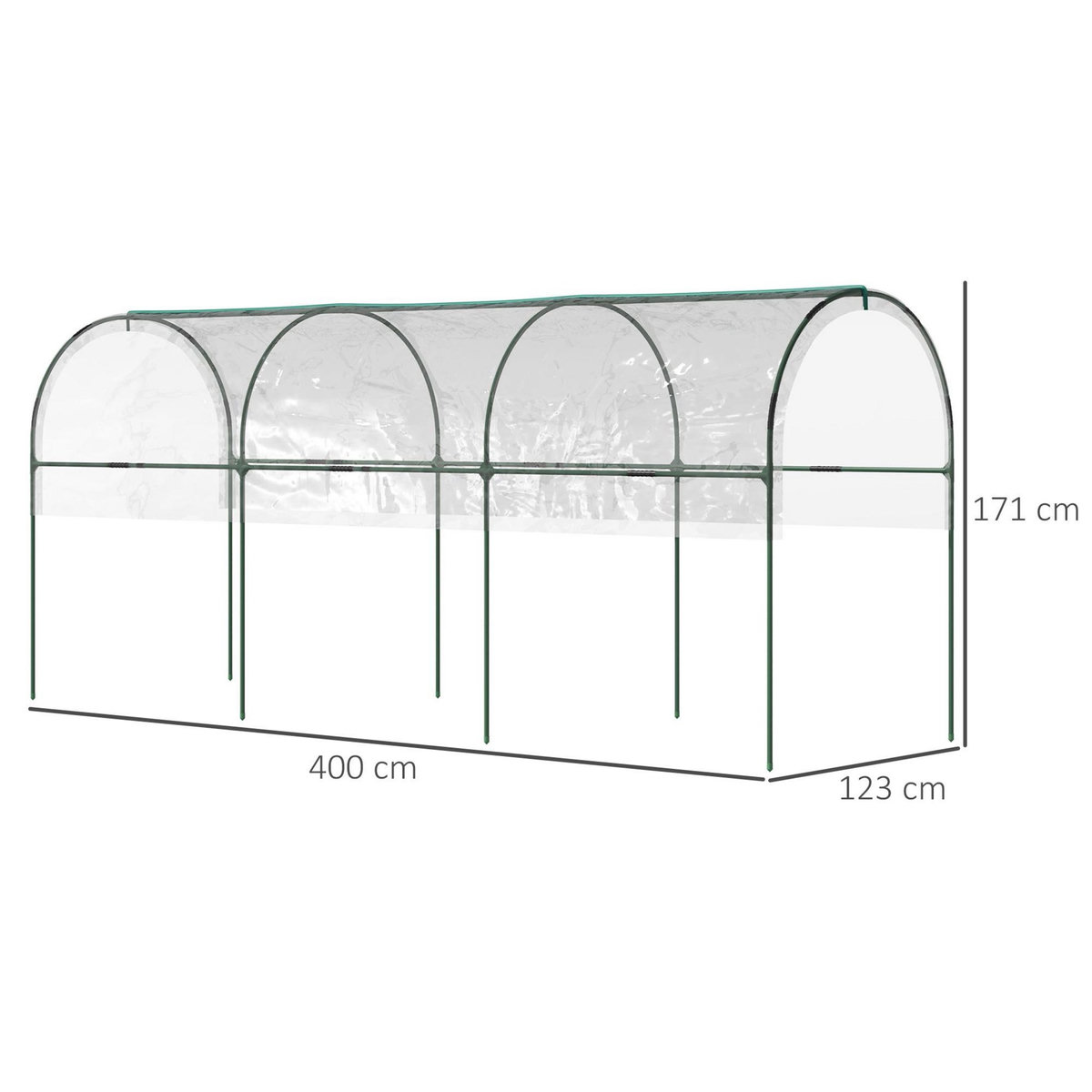 OUTSUNNY Serre de jardin serre à tomates dim. 4L x 1,23l x 1,71H m acier thermolaqué vert PVC haute densité transparent