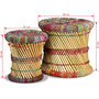 Voir la diapositive 6 : VIDAXL Tabourets avec details chindi lot de 2 multicolore bambou