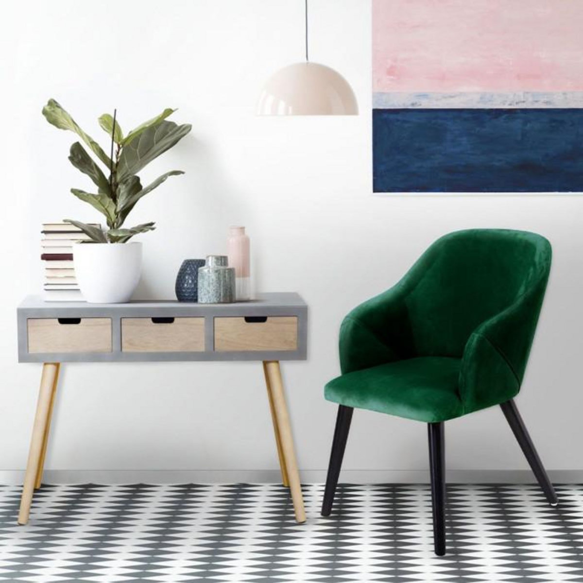 Paris Prix Lot de 2 Fauteuils en Velours  Yugnat  85cm Vert