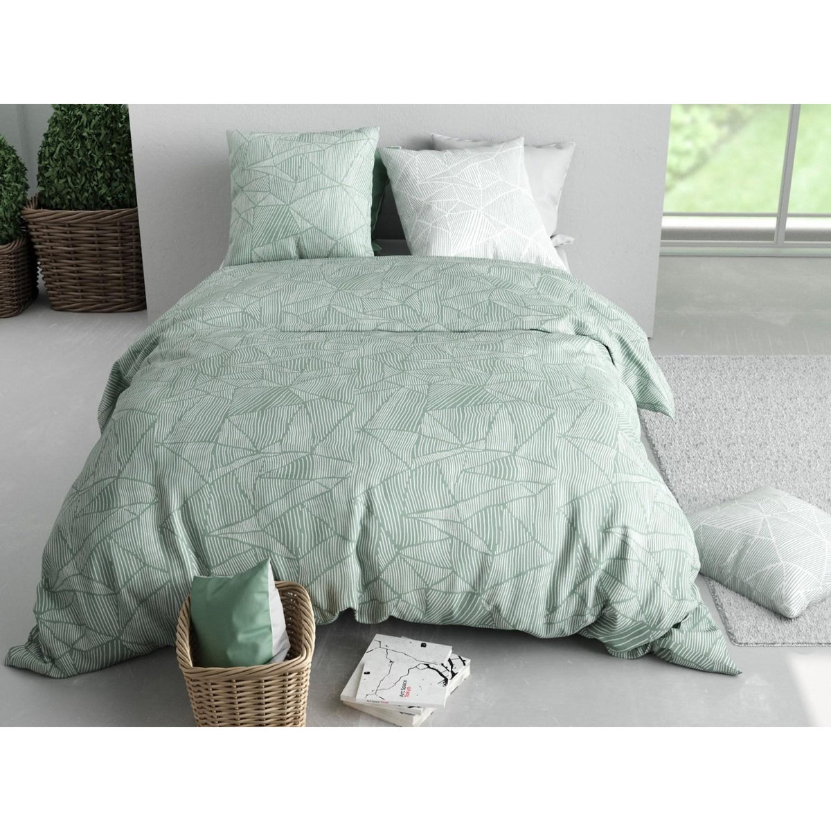 ATELIER DU COTON Parure de couette 100% coton 57fils adely