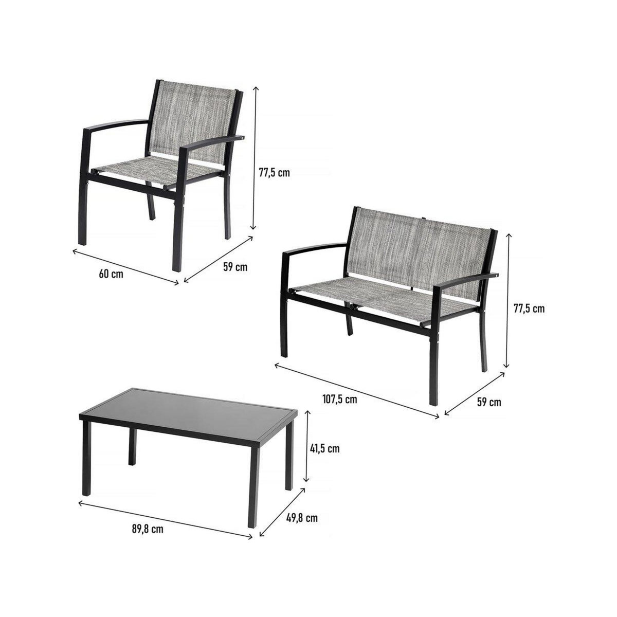 Habitat et Jardin Salon de jardin bas  Lino  - 4 places  - Gris