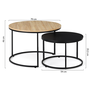 Voir la diapositive 4 : ID MARKET Lot de 2 tables basses gigognes BOSTON rondes 54/70 design industriel