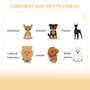Voir la diapositive 6 : PAWHUT Niche d'intérieur pour chien et chat design avec 2 gamelles et coussin amovible MDF aspect bois clair tissu brun clair