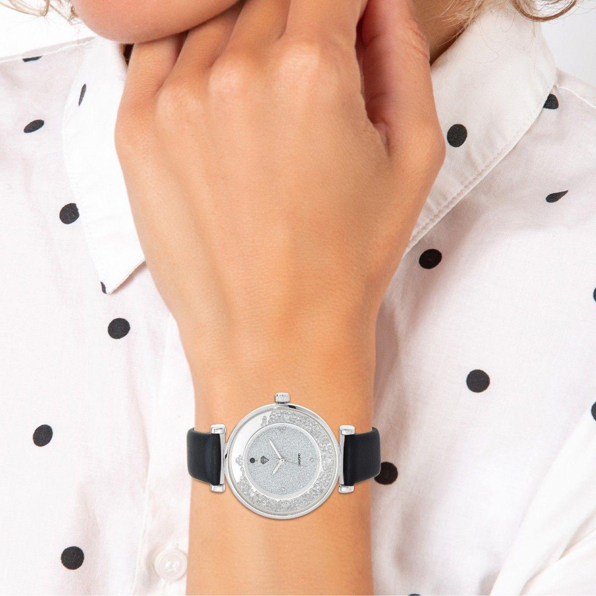 Voir la diapositive 2 : SC CRYSTAL Montre Héléna élégante SC Crystal ornée d'un véritable diamant noir