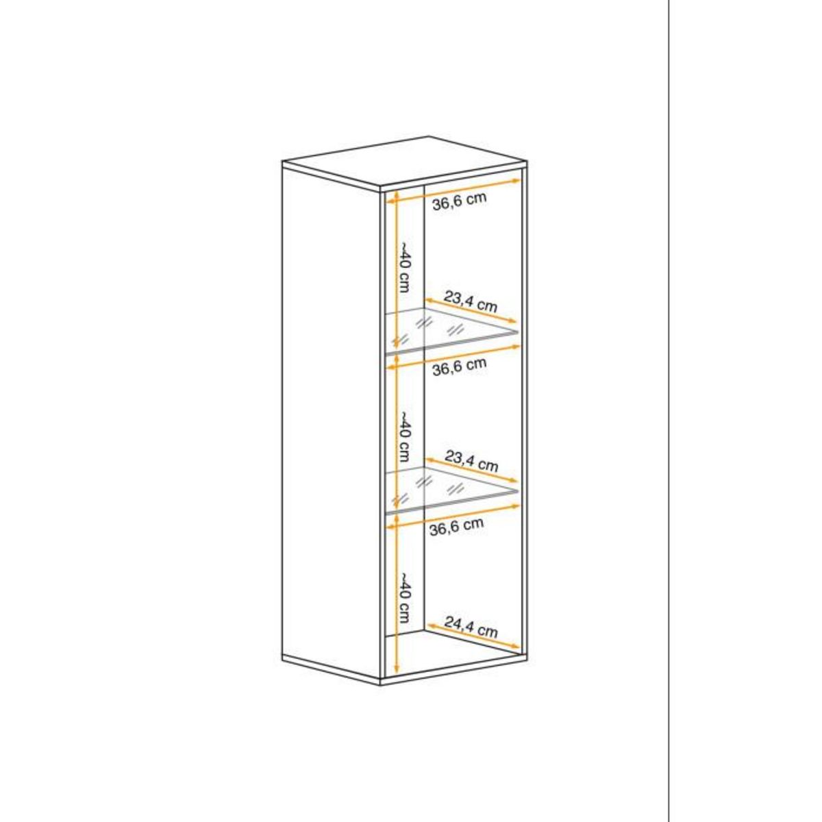 Paris Prix Vitrine LED Murale Design  Fly III  126cm Blanc & Noir