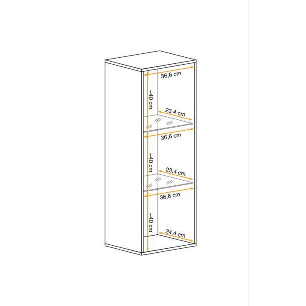 Paris Prix Vitrine LED Murale Design  Fly III  126cm Blanc & Noir