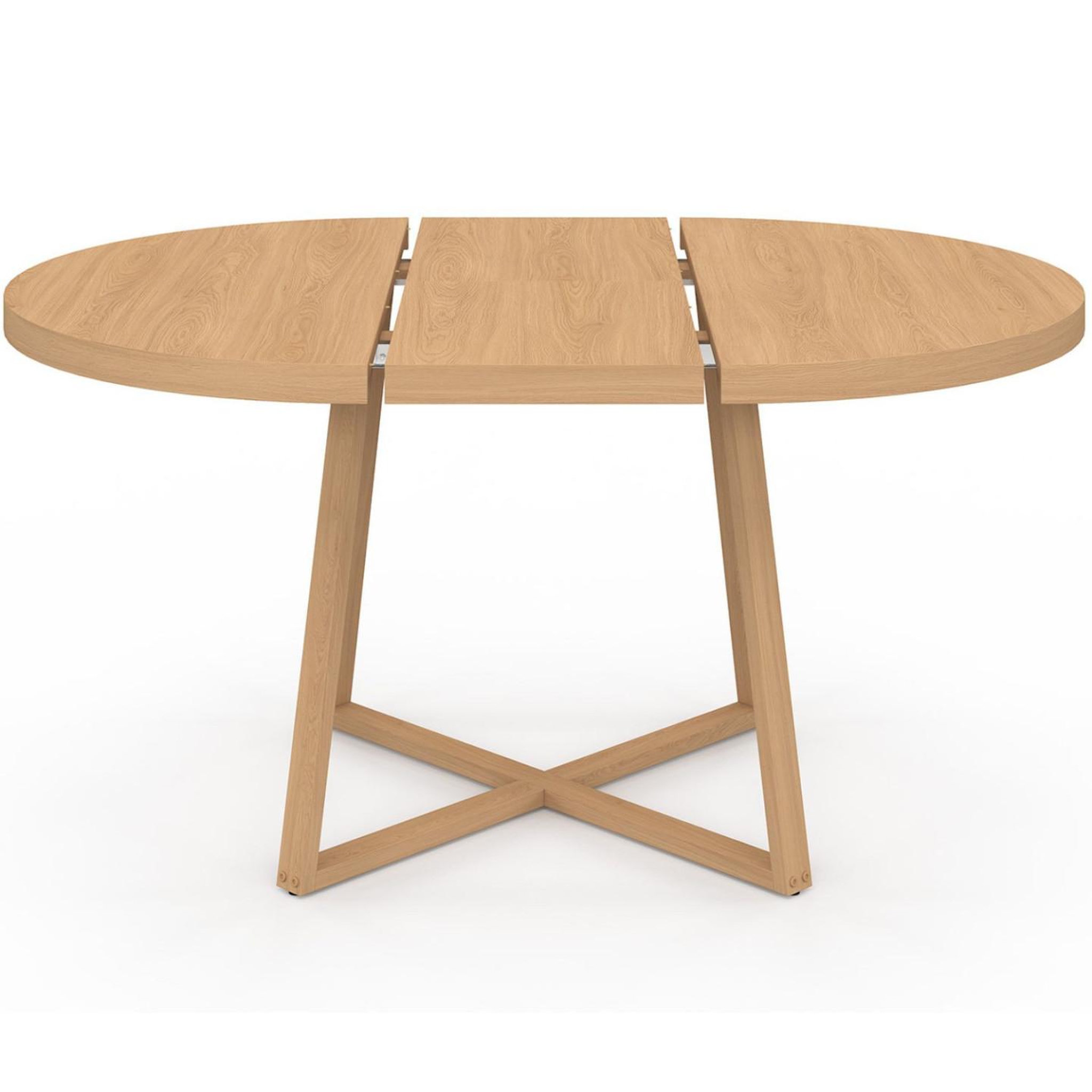 Voir la diapositive 3 : ID MARKET Table à manger extensible ronde selma 4-8 personnes bois effet hêtre 110-150 cm