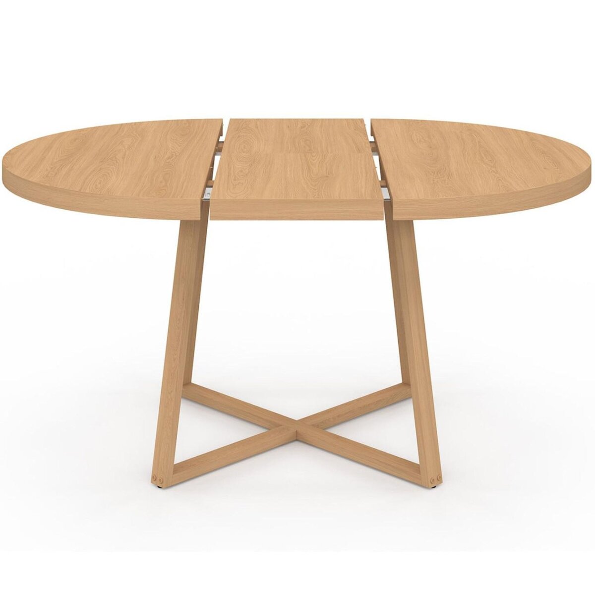 ID MARKET Table à manger extensible ronde SELMA 4-8 personnes bois effet hêtre 110-150 cm
