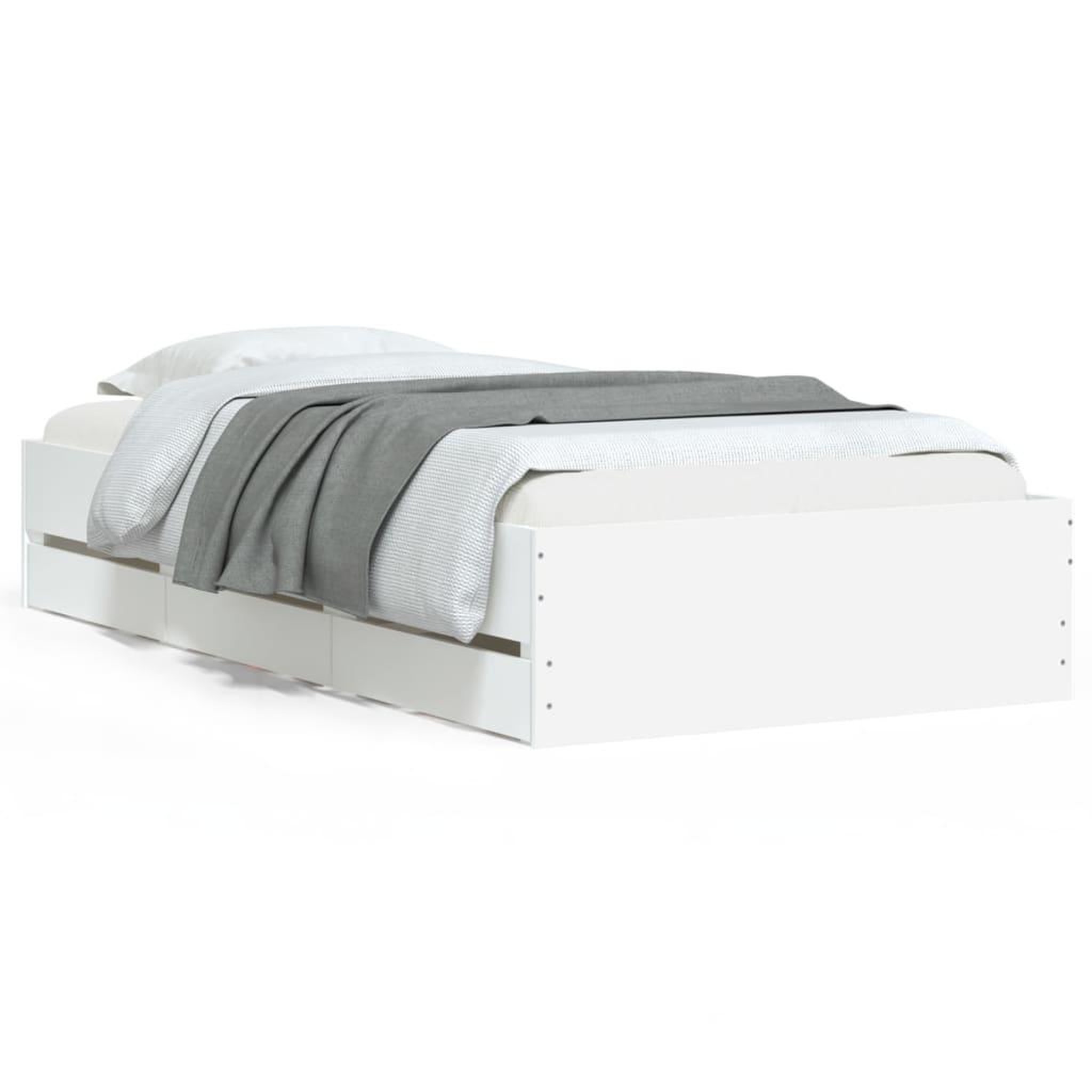 Voir la diapositive 2 : VIDAXL Cadre de lit avec tiroirs sans matelas blanc 75x190 cm
