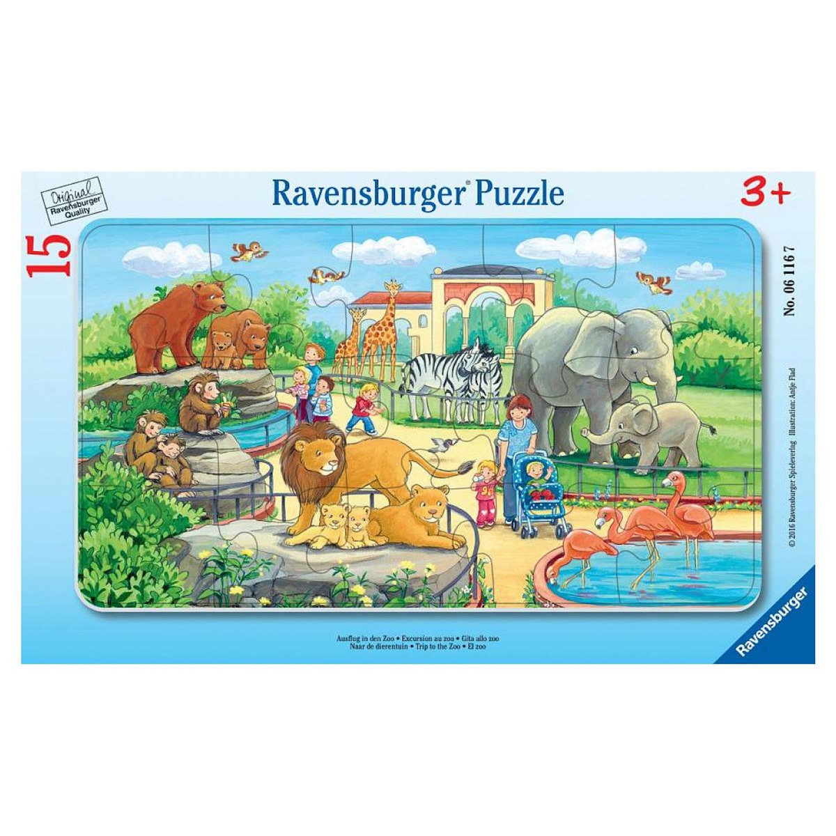 RAVENSBURGER Puzzle cadre 15 p - excursion au zoo