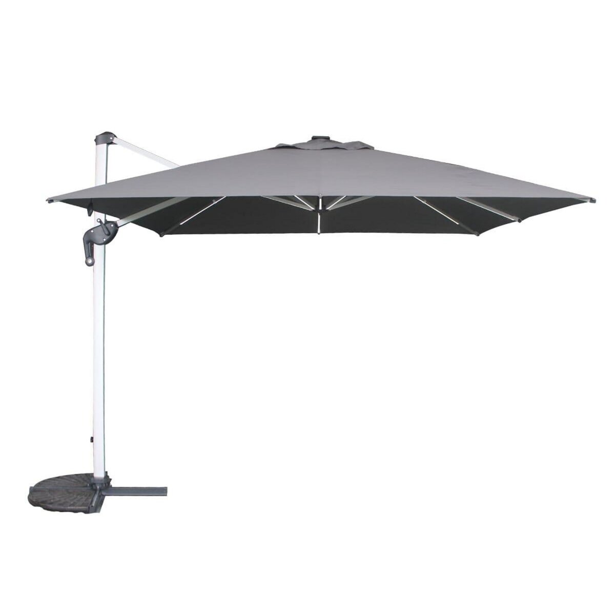 HESPERIDE Parasol déporté droit carré Equador Ardoise avec LED 3 x 3 m - Hespéride