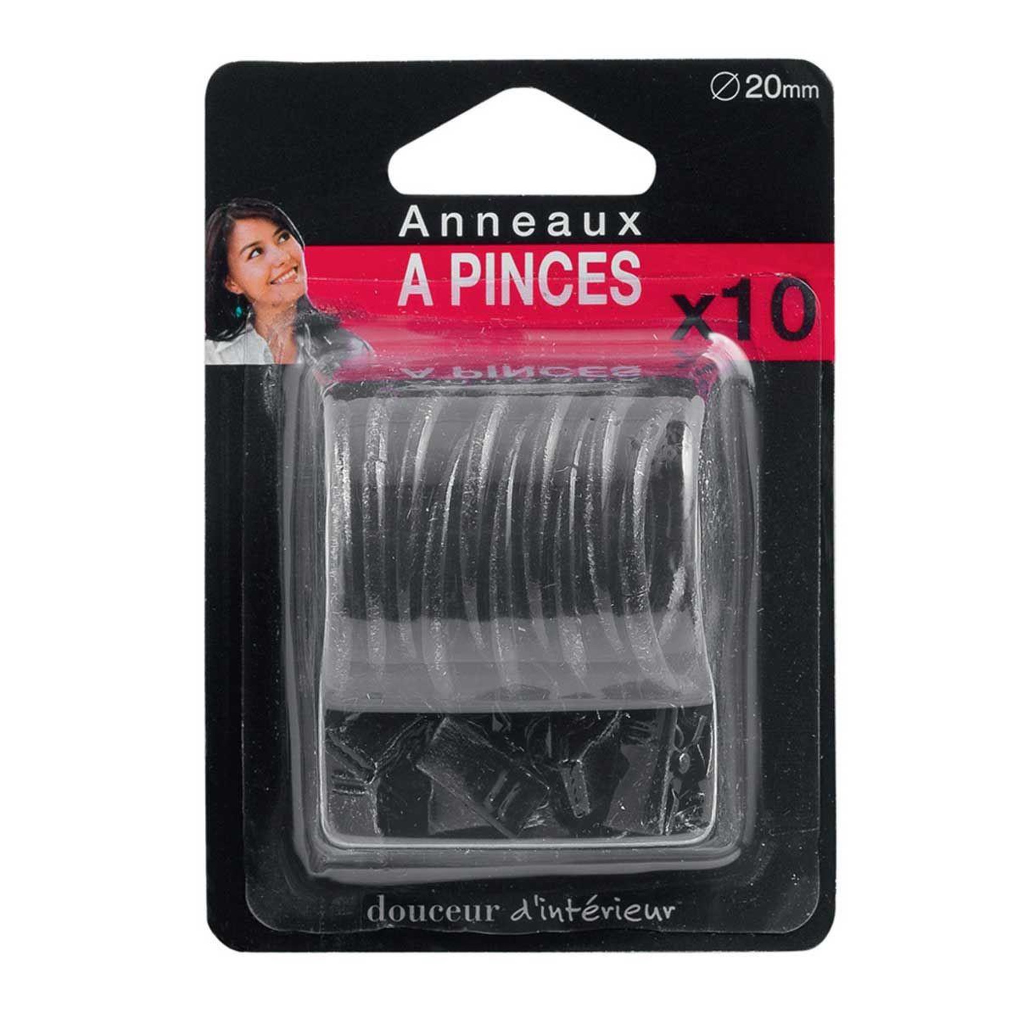 Voir la diapositive 3 : Douceur d'Intérieur Lot de 10 anneaux  pince  12cm noir & argent