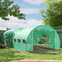 Voir la diapositive 2 : OUTSUNNY Serre tunnel 24m² dim. 8L x 3l x 2H m - 16 fenêtres, porte zippée - acier galvanisé PE haute densité vert