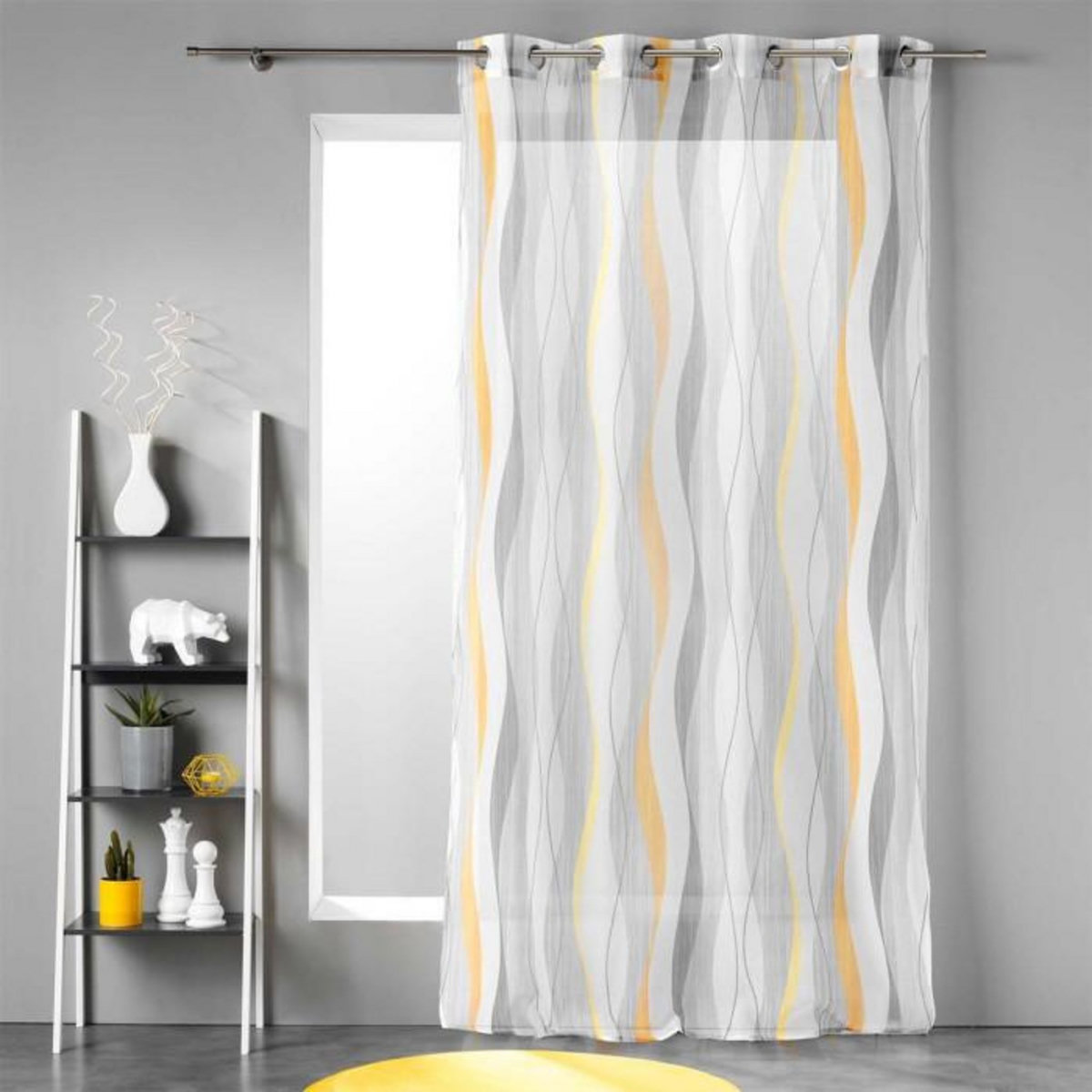 Paris Prix Rideau Voilage à Œillets  Ondulys  140x240cm Jaune & Blanc