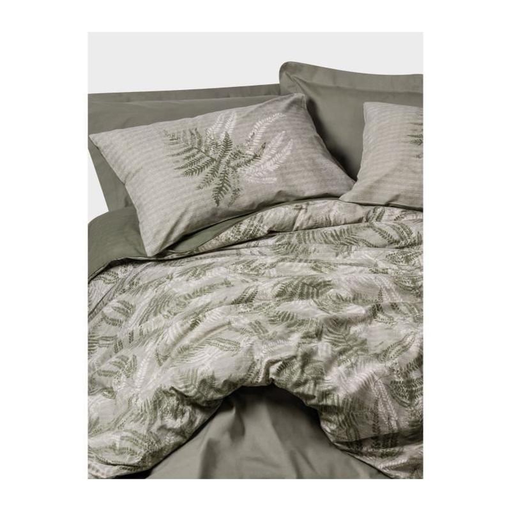 Voir la diapositive 4 : GENERIQUE Parure de lit - 129CTN64491 - 1 housse de couette 220 x 240 cm + 2 taies d'oreiller 60 x 60 cm - 100% coton ranforcé - Kaki