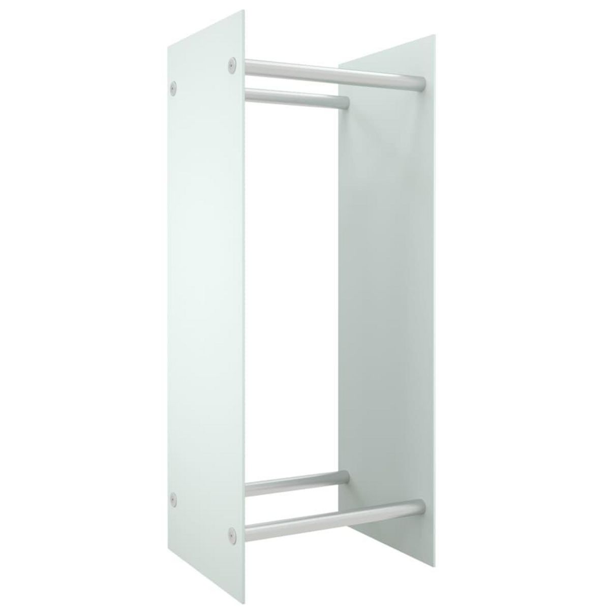 VIDAXL Portant de bois de chauffage Blanc 40x35x100 cm Verre trempe