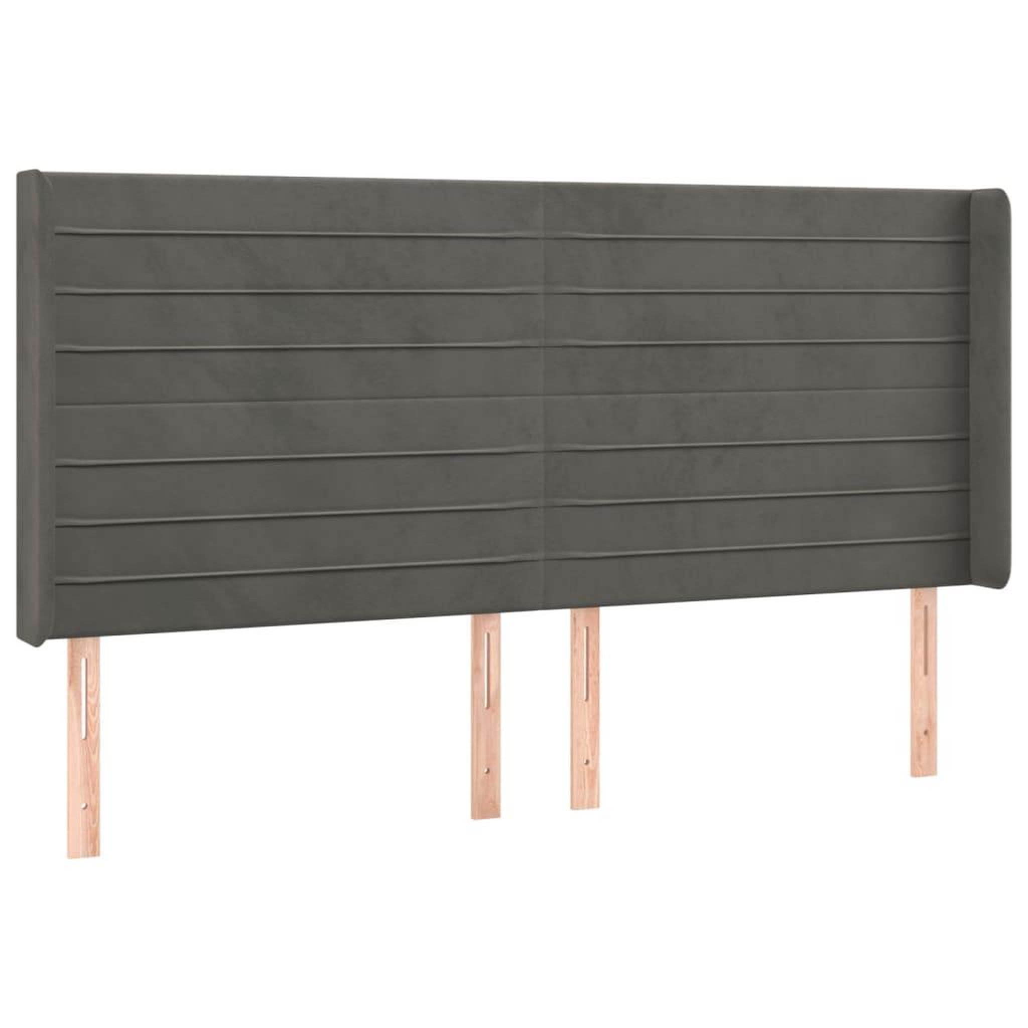 Voir la diapositive 2 : VIDAXL Tete de lit avec oreilles Gris fonce 163x16x118/128 cm Velours