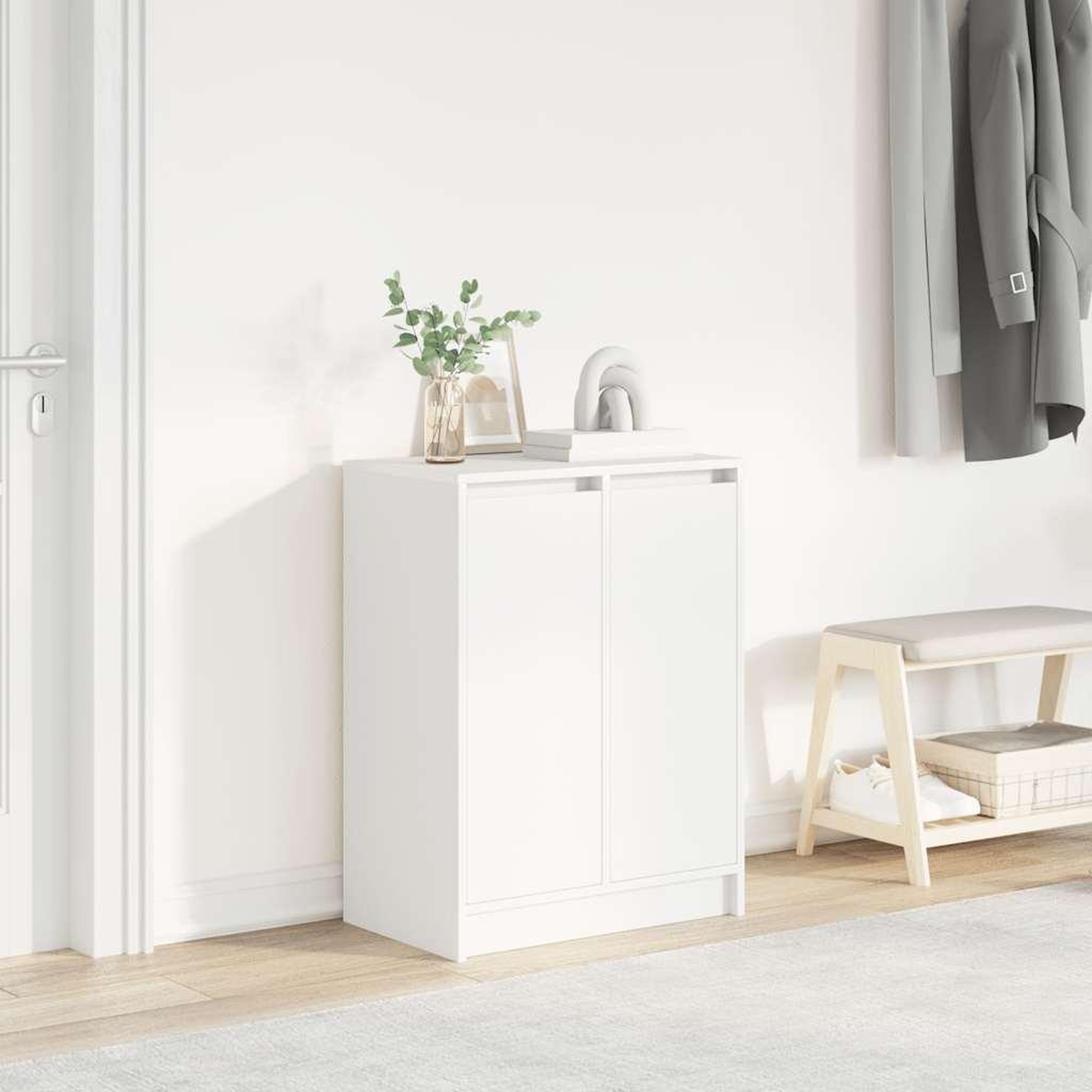 VIDAXL Armoire a chaussures blanc 57x34x76 cm bois d'ingenierie