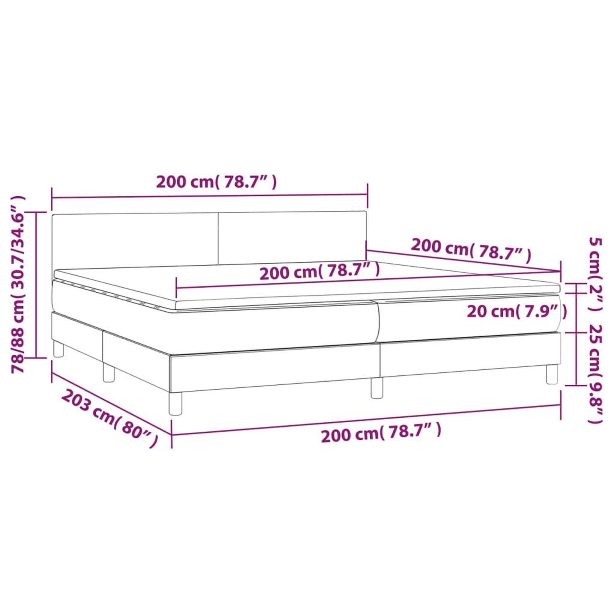 Voir la diapositive 6 : VIDAXL Sommier a lattes de lit avec matelas Cappuccino 200x200 cm