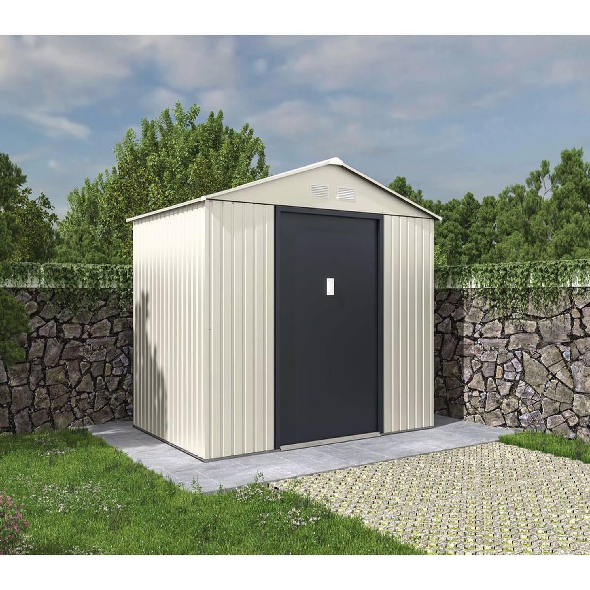 Voir la diapositive 2 : Habitat et Jardin Abri de jardin métal  Nebraska  - 5,29 m2 (4,83 m2 au sol) - Beige