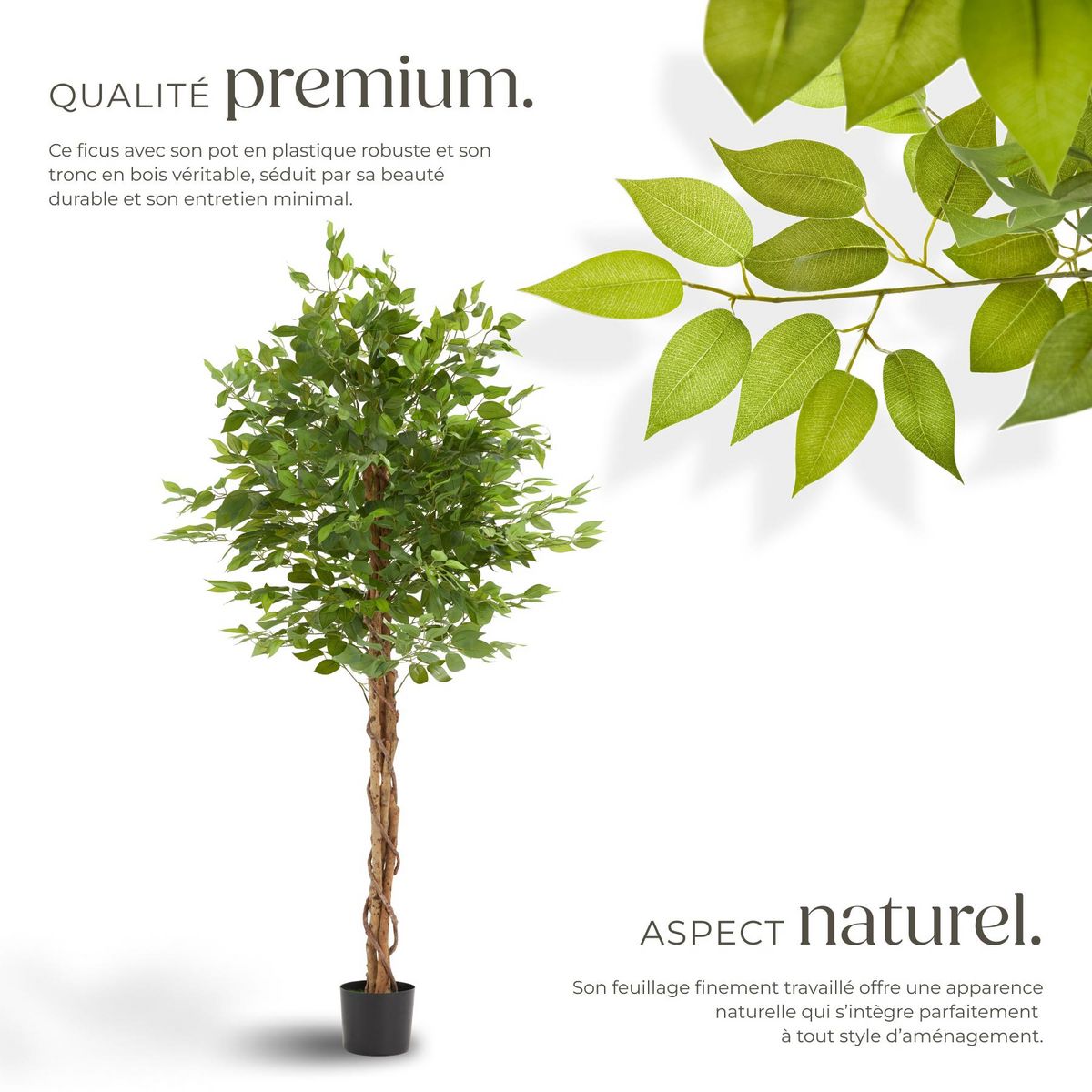 tectake Ficus artificiel design très réaliste vert
