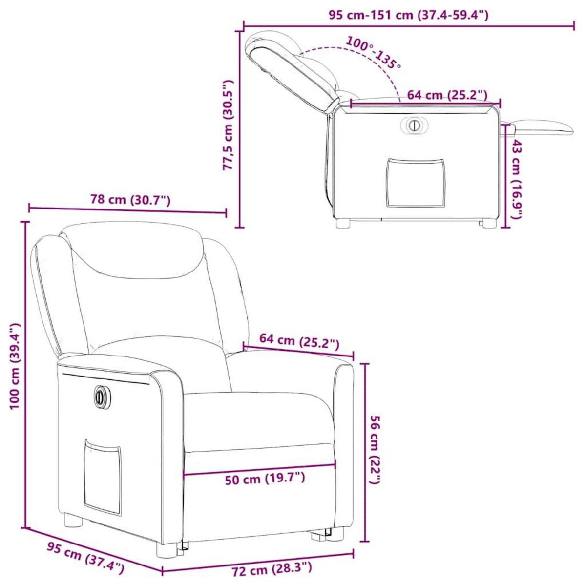 VIDAXL Fauteuil inclinable electrique gris clair tissu