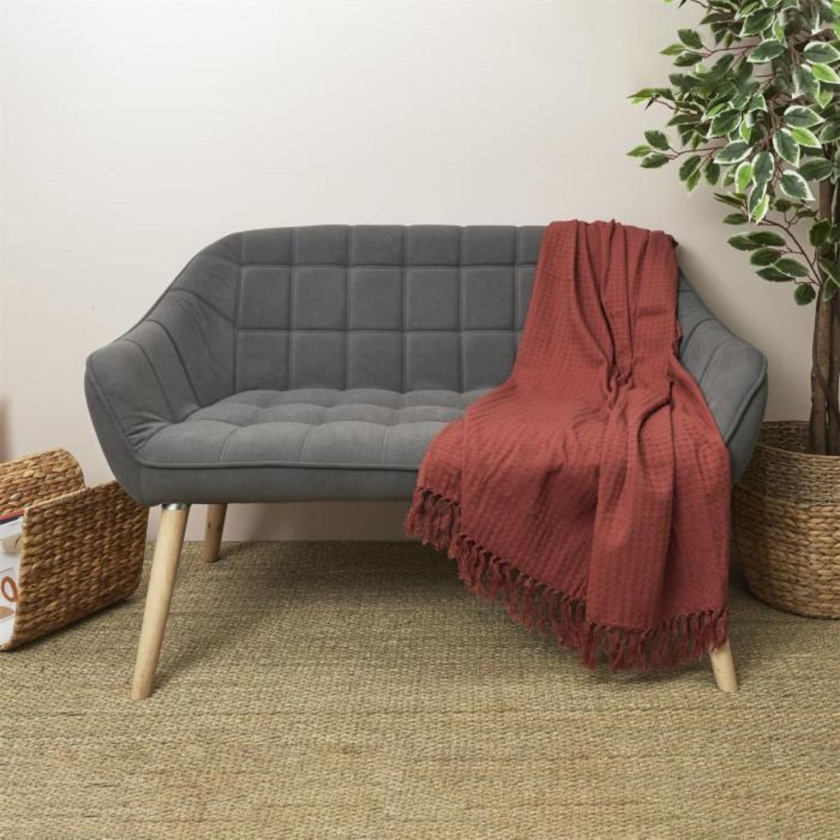 Paris Prix Jeté de Canapé  Gaufré  130x160cm Terracotta