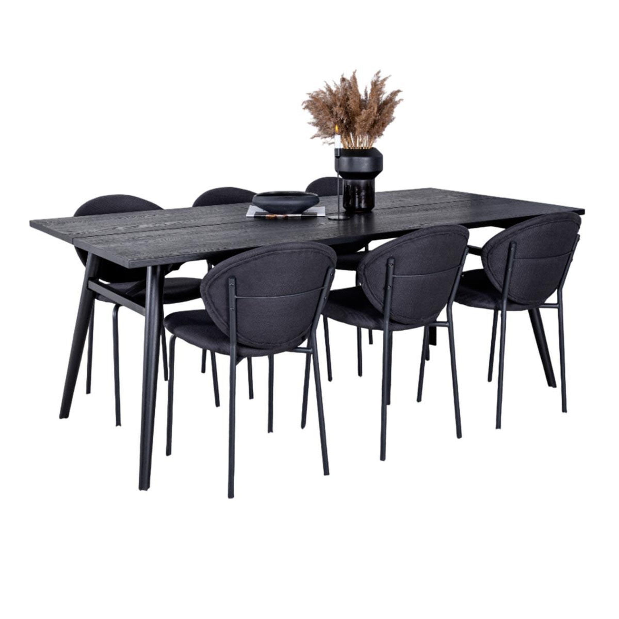 Paris Prix Ensemble table à manger extensible & 6 chaises  sleek & vault  195-280cm noir