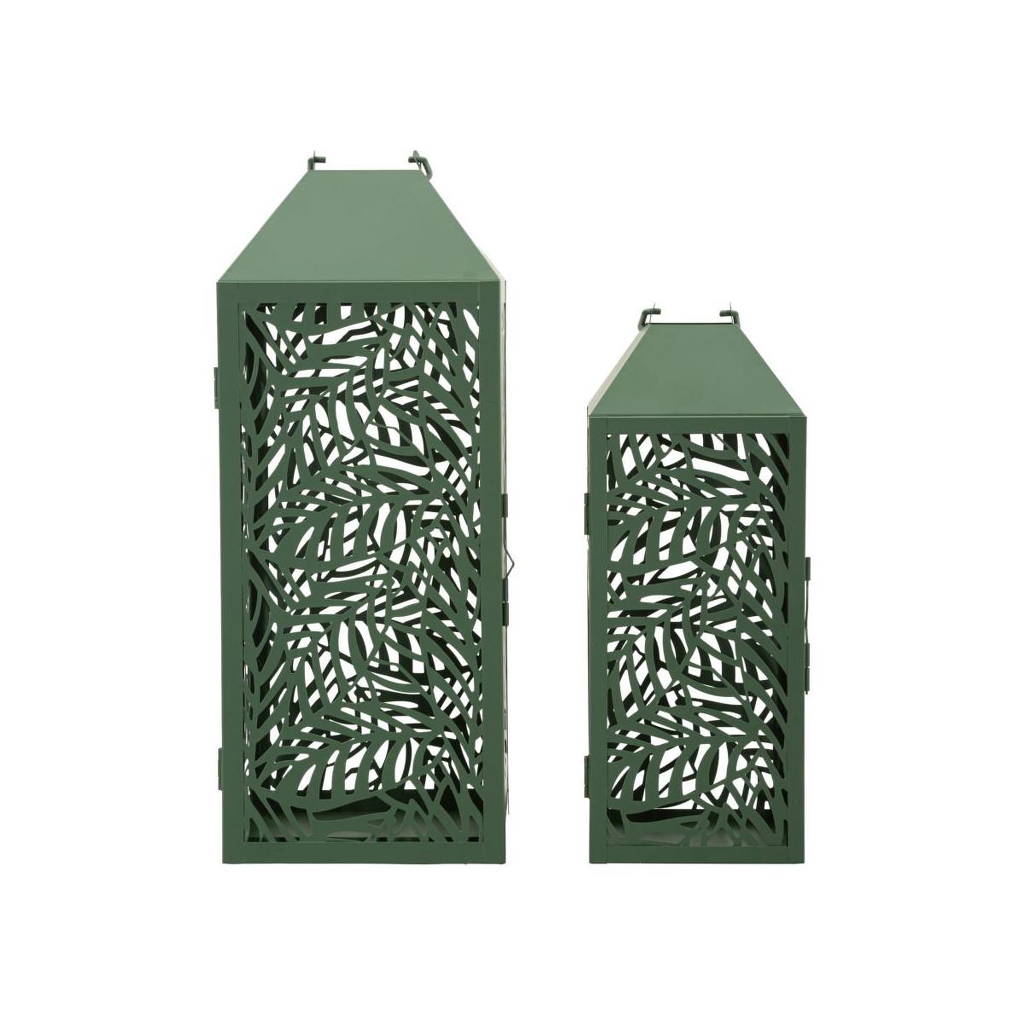 Voir la diapositive 2 : Paris Prix Lot de 2 Lanternes en Métal  Carving  44cm Vert