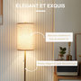 Voir la diapositive 4 : HOMCOM Lampadaire design néo-rétro 40 W max. piètement mât acier doré abat-jour lin crème